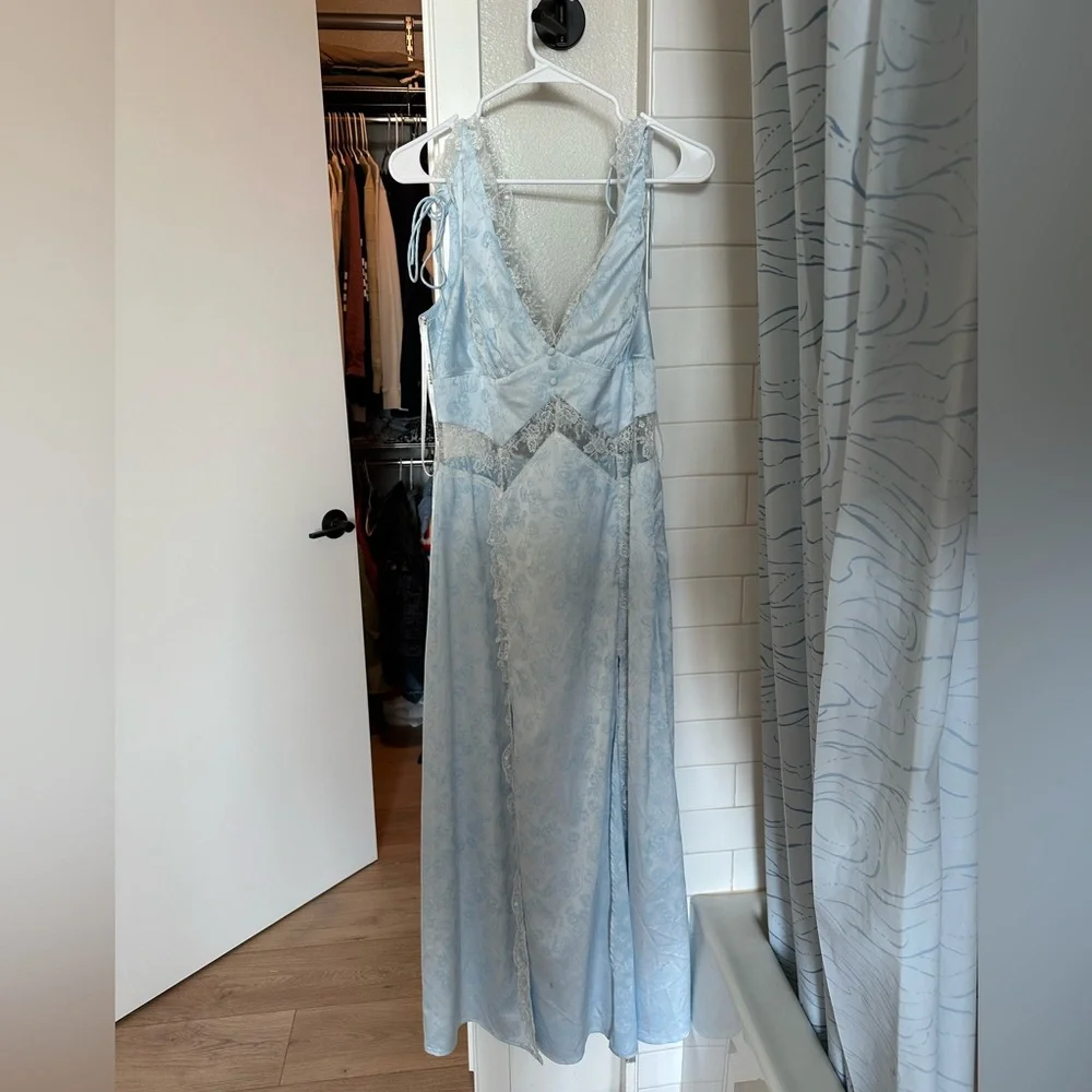 For Love And Lemons Blue Maxi Gown with Slits - Picture 5 of 6